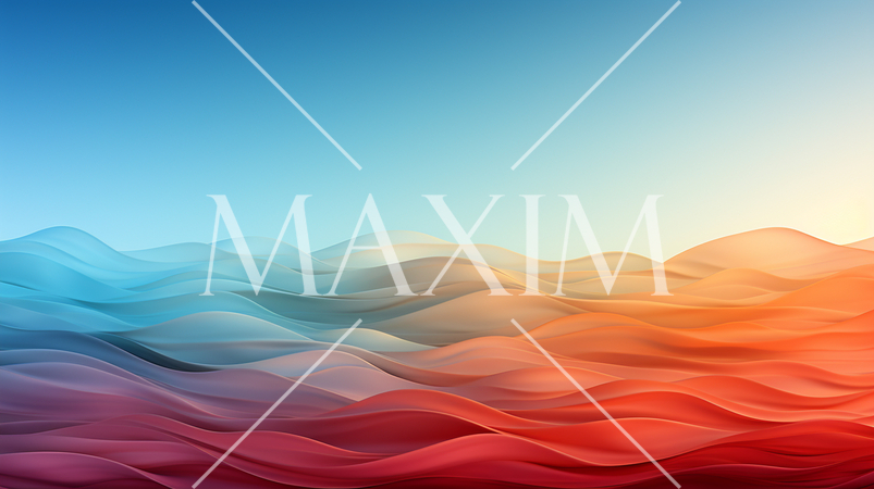 波と空をイメージした幻想的な背景画、カラフルなグラデーション表現：精緻CG