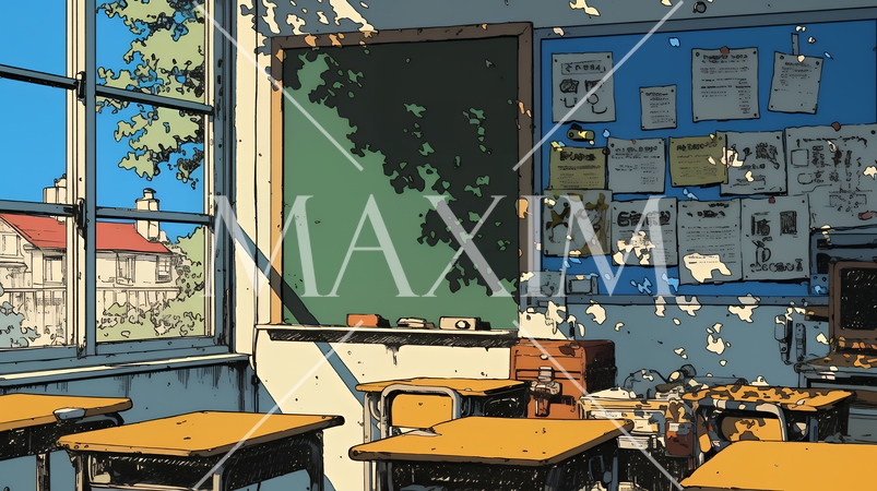 誰もいない学校の教室