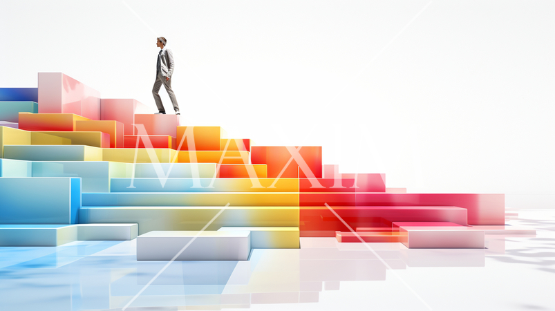 人が仮想空間をハイジャンプしているイメージ