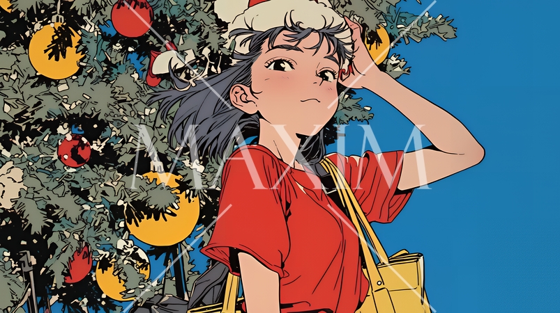 クリスマスツリーと少女