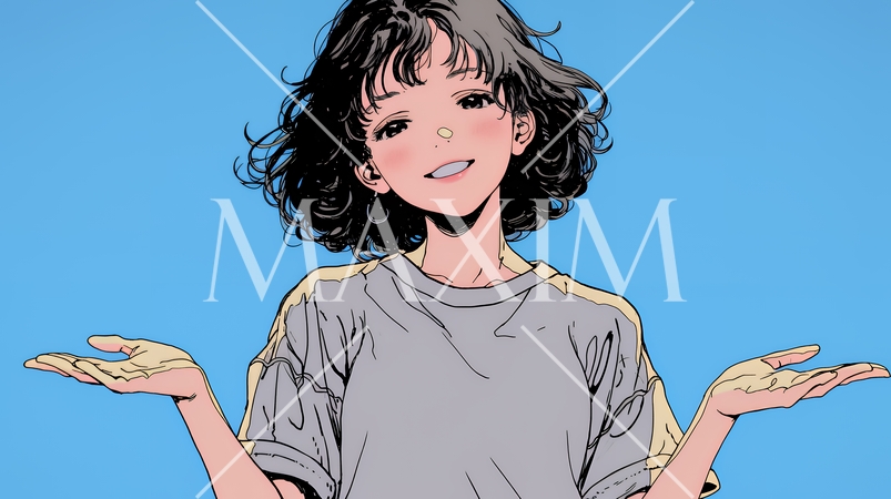 両手を広げて歓迎・驚きの仕草をしている若い女性