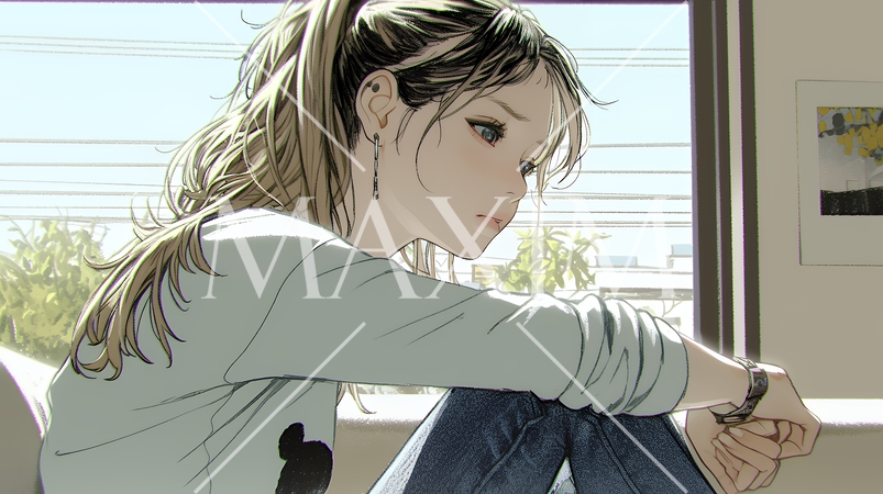 腹痛（生理痛）に苦しむ若い女性