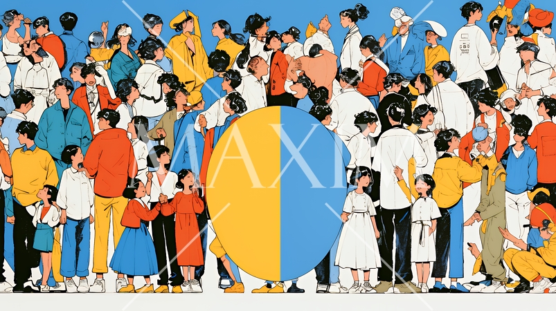 ダイバーシティ＆インクルージョンのビジネスコンセプト｜多様性と平等を表す企業PRイラスト