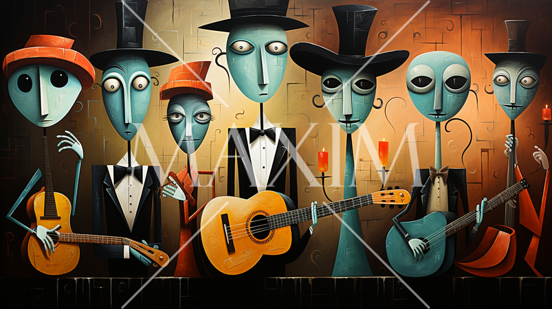 キュービズムな表現のハロウィンパーティ