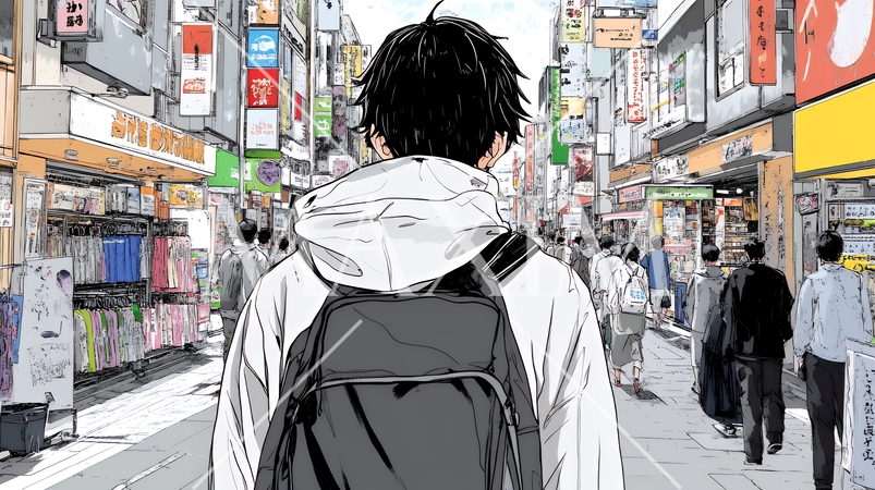 都会の商店街を散策