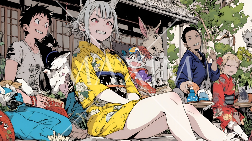 人と怪異が共存する世界｜対立と調和・多様性を象徴するファンタジーコンセプトイメージ