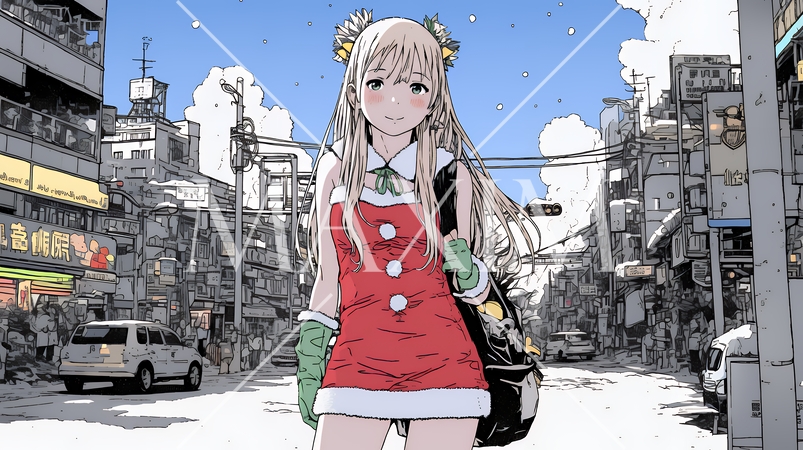 女性のサンタクロース（サンタのコスプレイヤー）