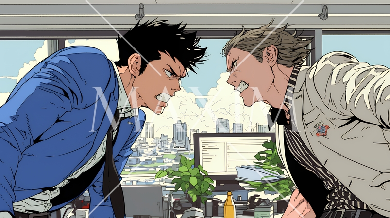 オフィスで言い争いをしているビジネスパーソン