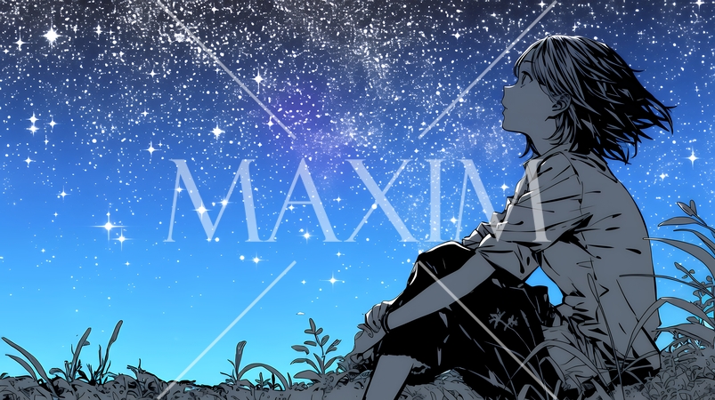 星空を眺めている若い女性