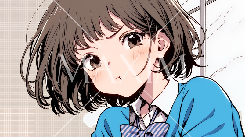 「つまんないの」と不貞腐れている制服を着た女子高生