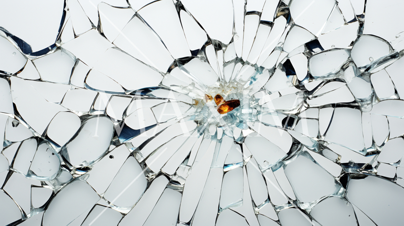 ガラスにできた弾痕：精緻CG