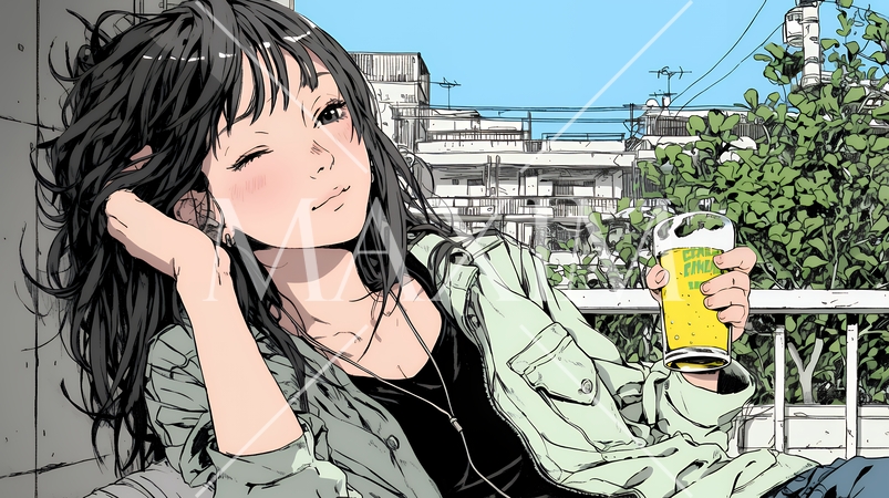 ビールを飲んでいる女性