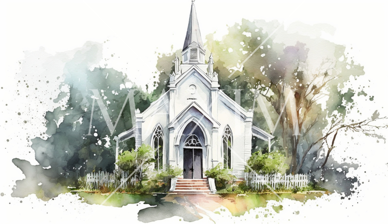 ウェディングベルチャペルの水彩画