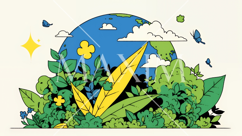 エコとサステナビリティのビジネスコンセプト｜地球と再生可能エネルギーで考える環境問題イラスト