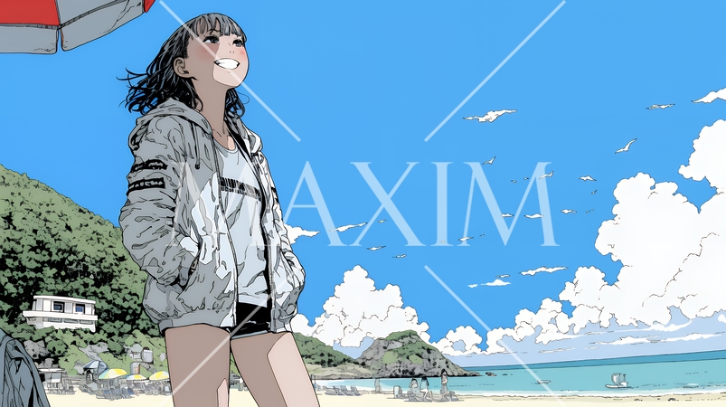 ビーチリゾートを旅行中の若い女性