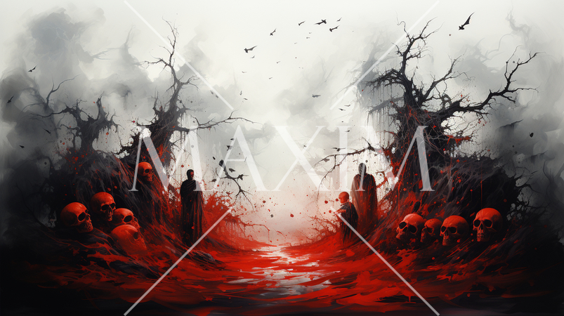 血塗られたハロウィン（Bloody_Halloween）：水彩画