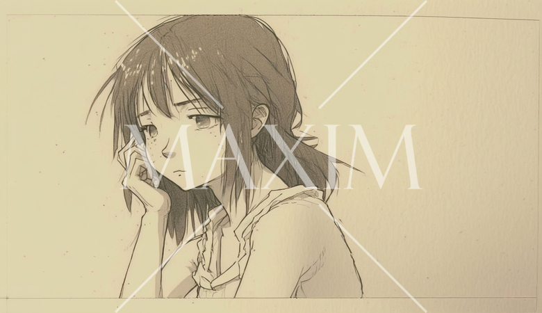 アンニュイな少女セピア調の白黒画