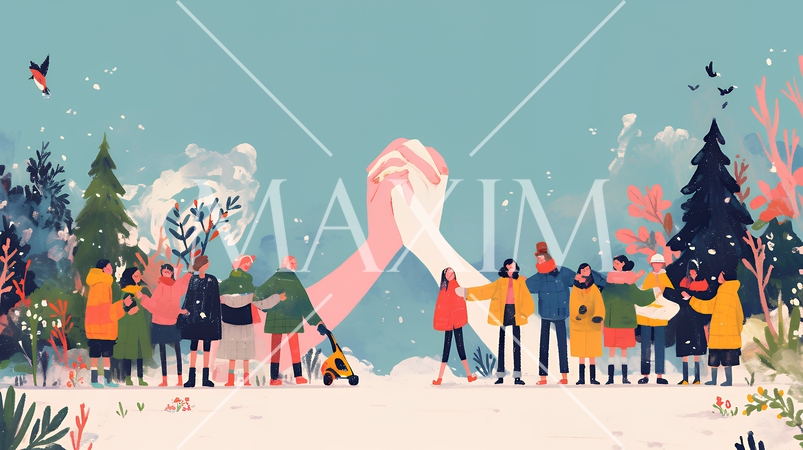 ダイバーシティ＆インクルージョン（多様性と包摂性）（シンプルな色使い）（POPな表現）