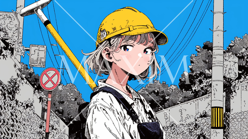 肉体労働をしている若い女性