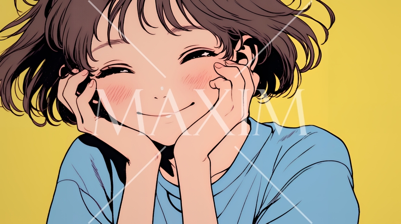 「うふふ」と微笑んでいる若い女性