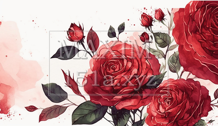 バラの花の水彩画（イラストID:2883455-18331）
