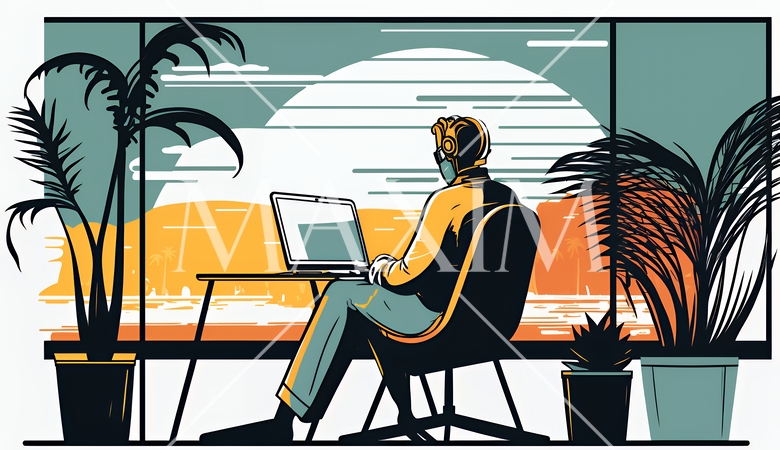 テレワーク／リモートワーク（場所に縛られない働き方）（POPな表現）