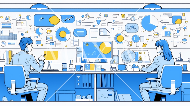 DX・AI・クラウドで進むデジタルトランスフォーメーション｜データネットワークのビジネスコンセプト