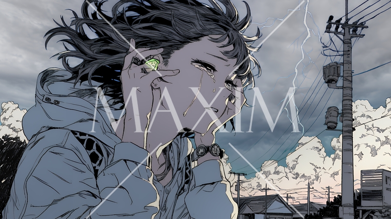 雷にひどく怯えている若い女性。