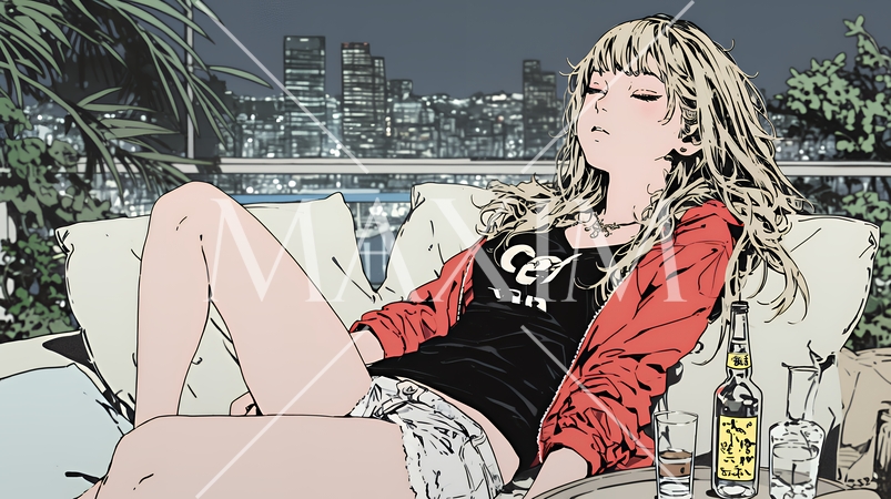 家で一人で酒を飲んで酔いつぶれた女性