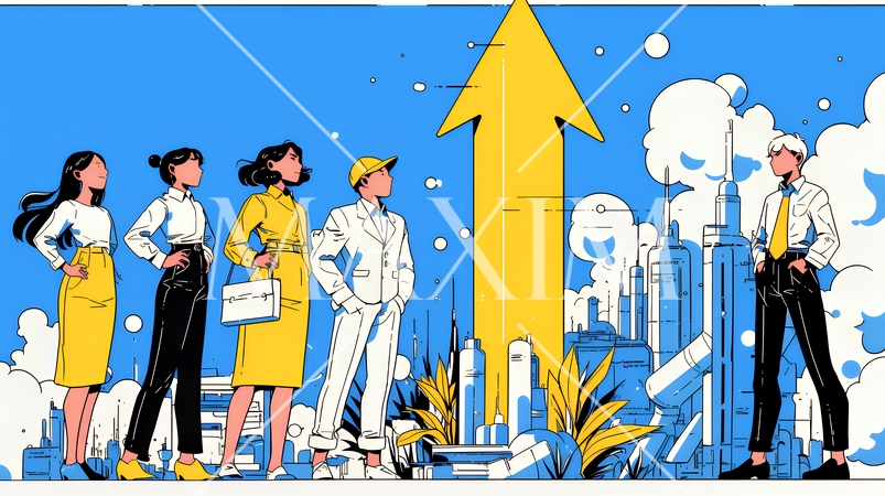 上昇グラフで会社の成長を表すビジネスチーム｜企業発展と成功のビジネスコンセプト