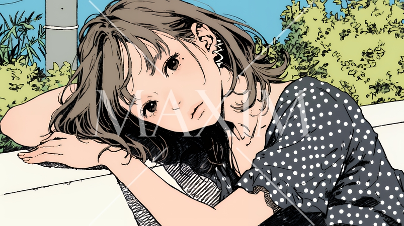 心地よさそうに地面に身を横たえる若い女性