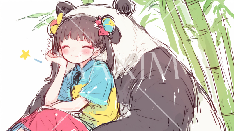 さようなら・元気でね！わたしたちのパンダ（クレヨン＋水彩画風）