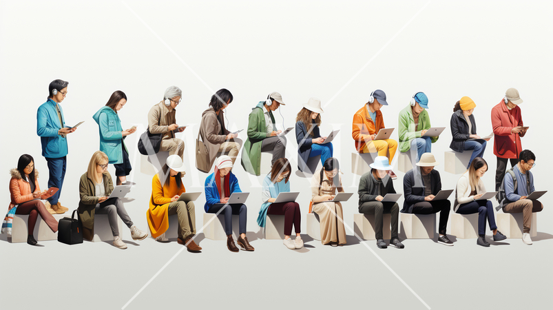 コンピューターと人間の交流：人がデバイスを操作する、情報交換の様子