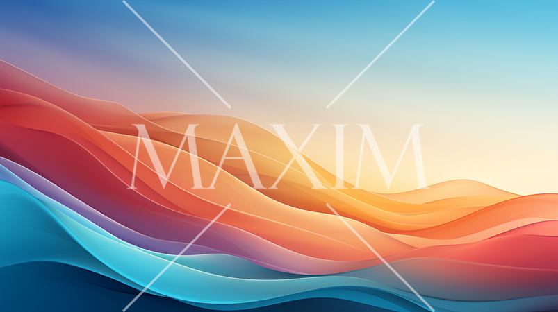 波と空をイメージした幻想的な背景画、カラフルなグラデーション表現：精緻CG