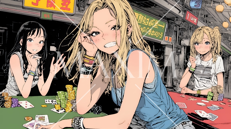 ギャンブル：ギャンブルをしている若い女性