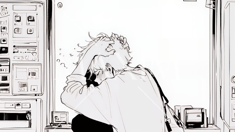 ものすごく要領の悪いユーザーインターフェースに戸惑っているユーザー（シンプルな色使い）