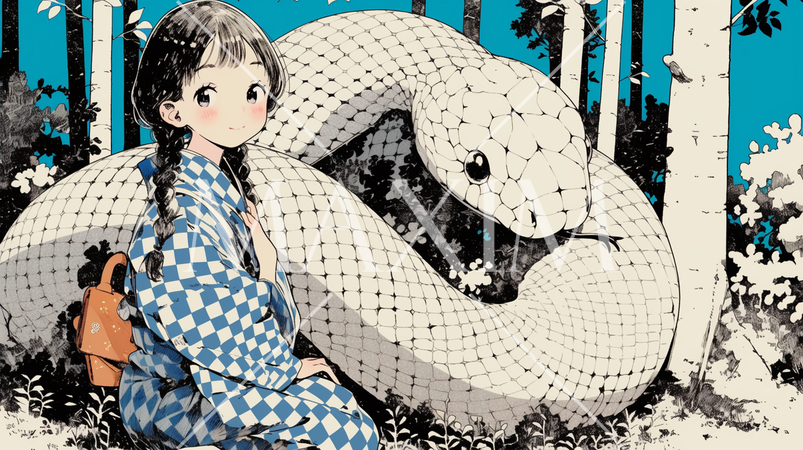 大蛇：若い女性とお友達