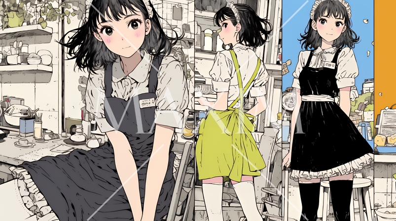 カジュアルレストランで働いている若いウェイトレス