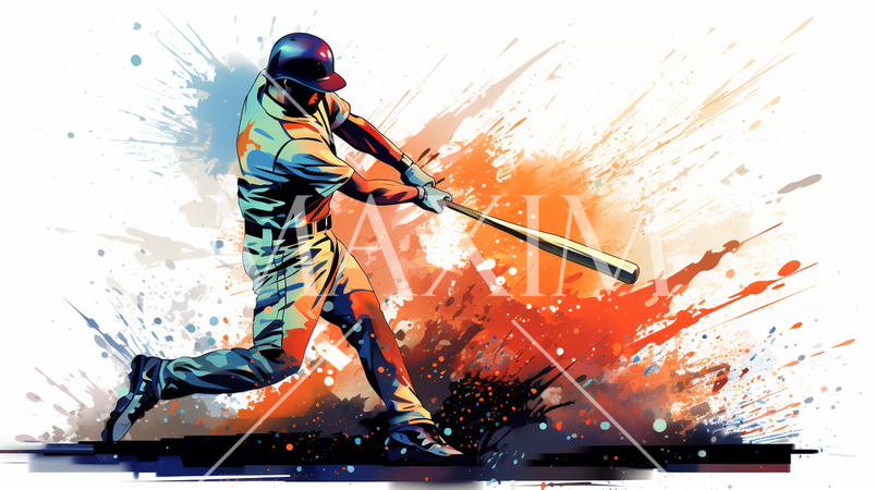 野球のバッティングをしている男性