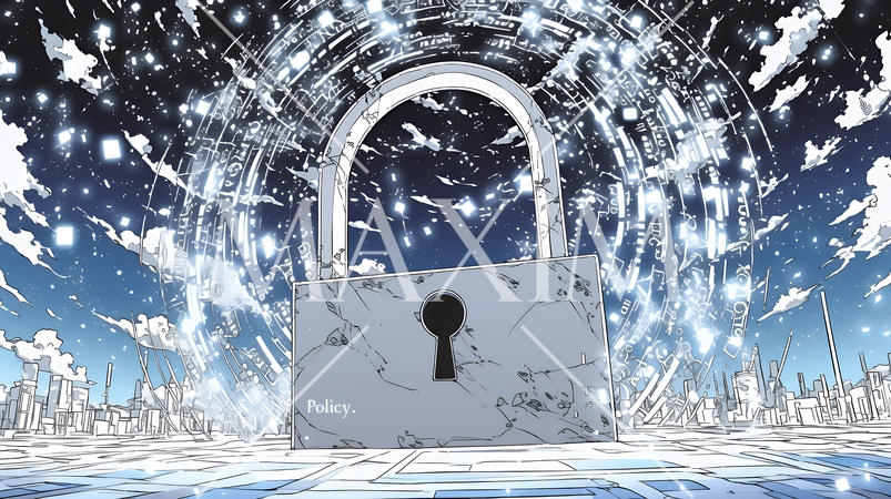 プライバシー・ポリシーやセキュリティー・ポリシーを表す堅牢な門と門番のイメージ