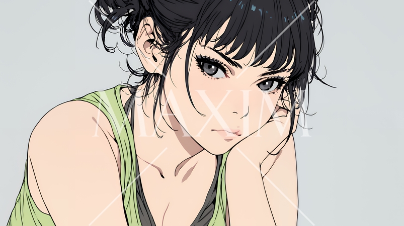 疑問や心配事、不快感、不満などを感じを感じて眉を潜めている若い女性