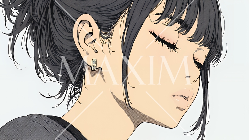 ため息をつく若い女性