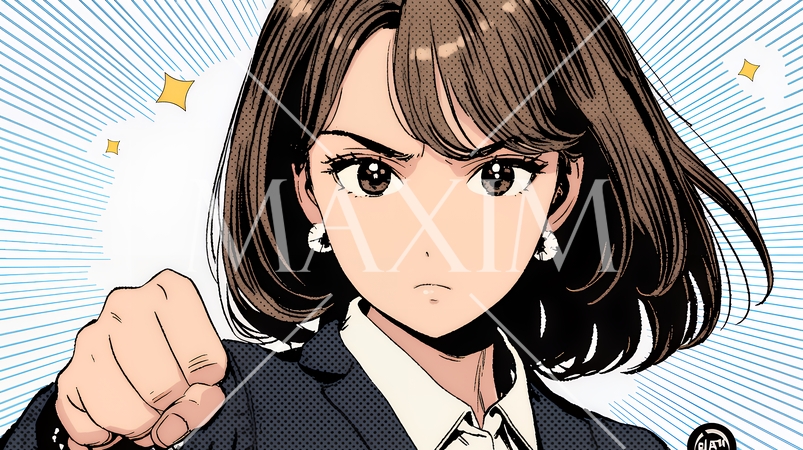 ガッツポーズ（拳を握って力強く）をしているビジネスウーマン