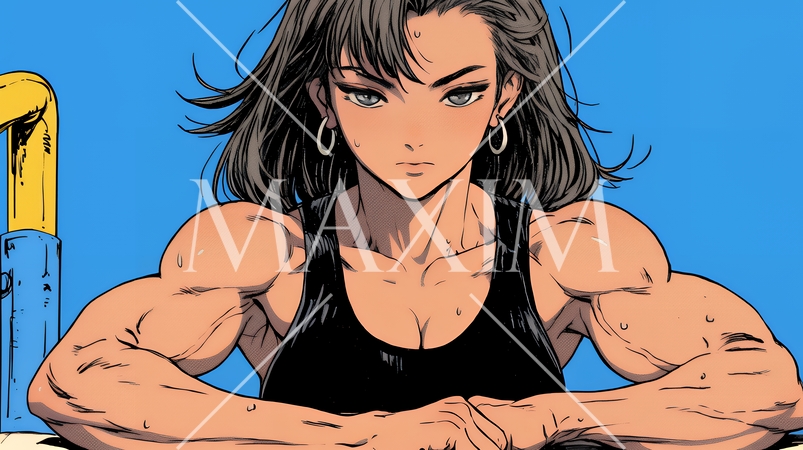 筋肉隆々の若い女性