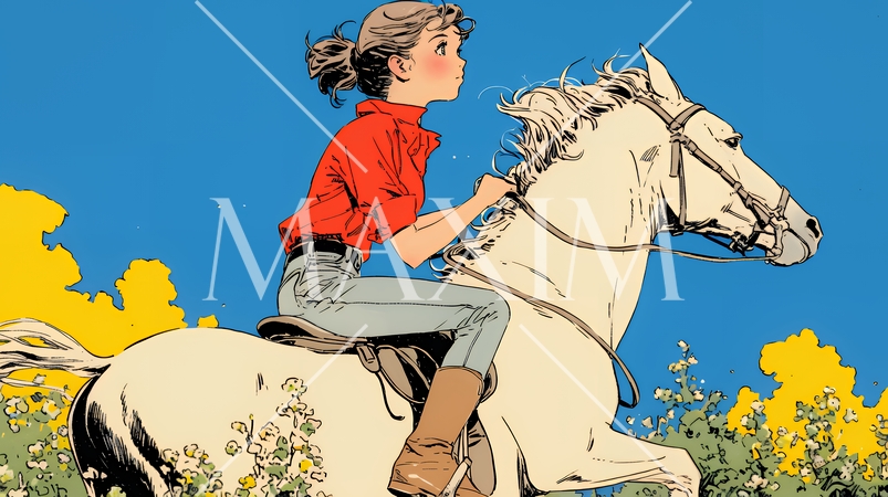 乗馬をしている若い女性