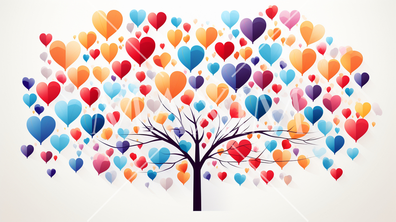 ハートがいっぱいの愛が実る木