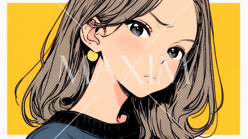 嫉妬の表情を浮かべる若い女性