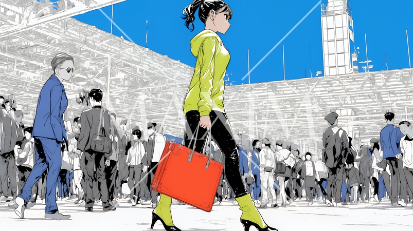 ビジネスフェアに参加しているビジネスウーマン