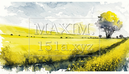 菜の花畑（イラストID:29759-20005）