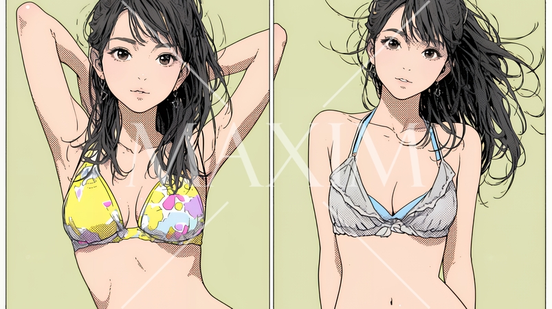 ビーチリゾートを旅行中のビキニ姿の若い女性